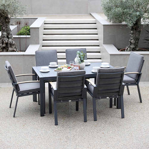 Supremo Modena 6 Seat Dining Set with Rectangular Table, 3m Parasol & Base
