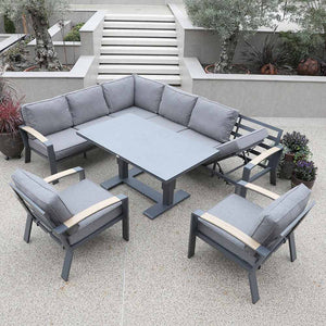 Supremo Modena Corner Modular Set with Recliner Chaise & Rectangular Height Adjustable Table