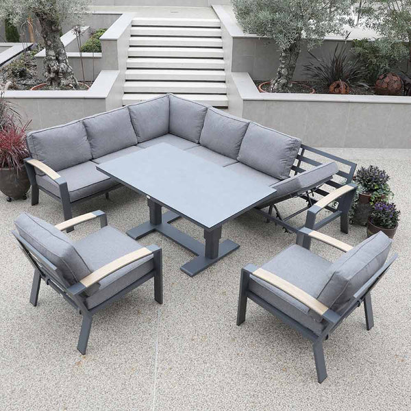 Supremo Modena Corner Modular Set with Recliner Chaise & Rectangular Height Adjustable Table