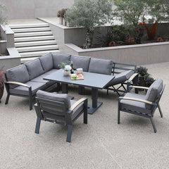 Supremo Modena Corner Modular Set with Recliner Chaise, Rectangular Height Adjustable Table