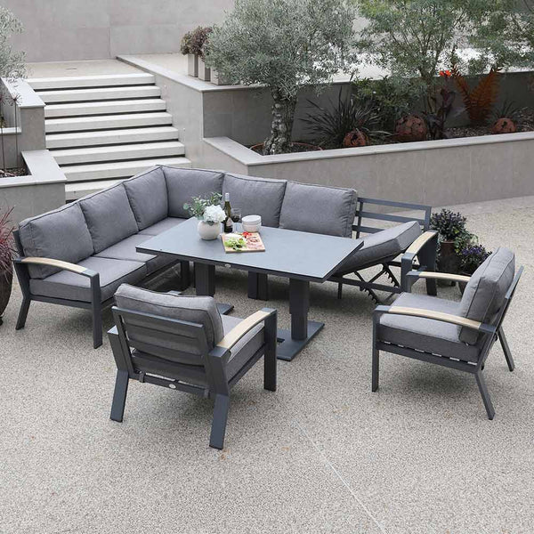 Supremo Modena Corner Modular Set with Recliner Chaise, Rectangular Height Adjustable Table