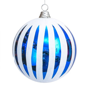 Swift White & Blue Stripe Bauble