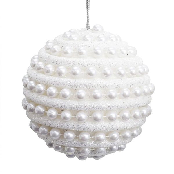 Swift White Beaded Swirl Bauble