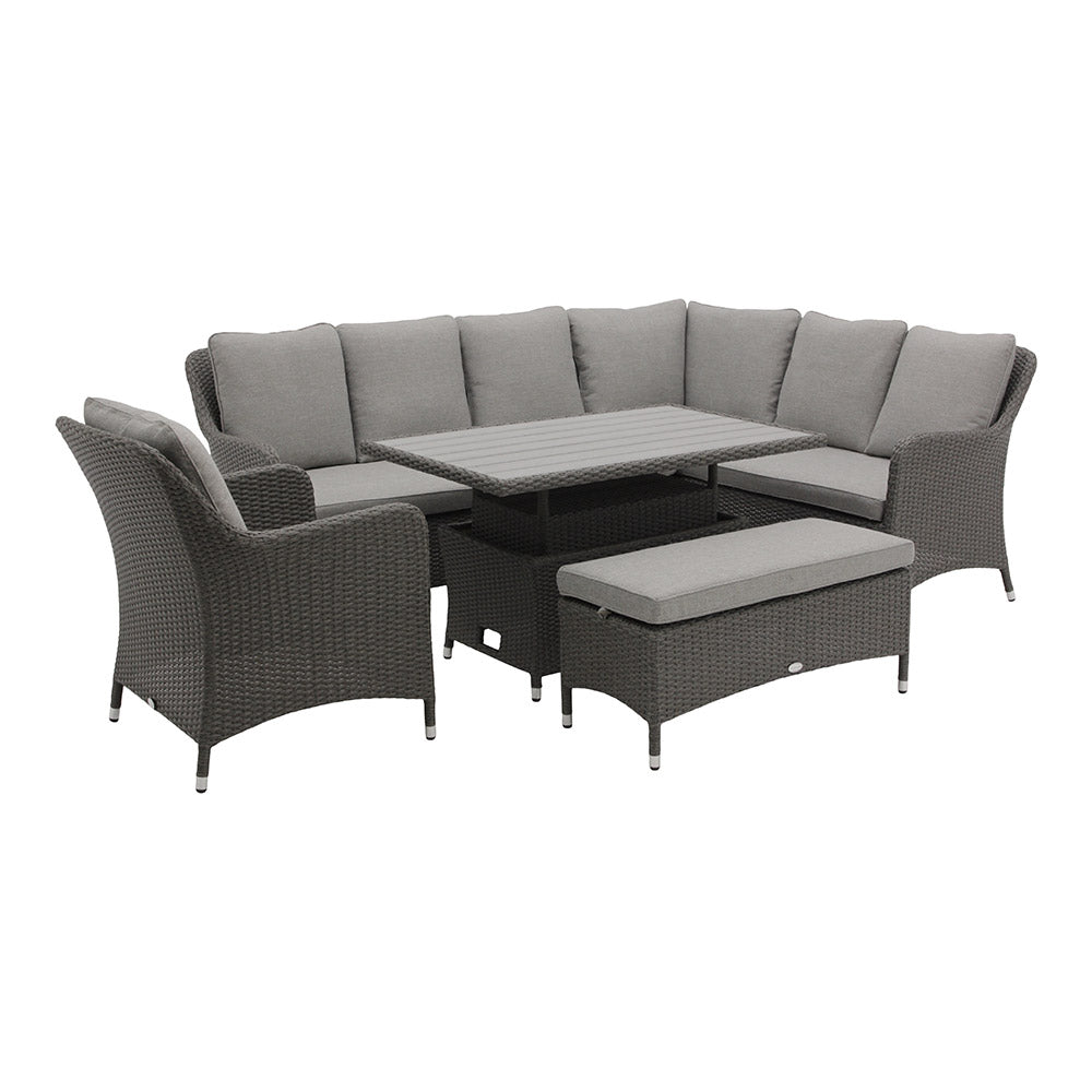 Bramblecrest Tetbury L-Shaped Garden Sofa Set in Pewter Weave, Long Left