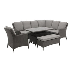 Bramblecrest Tetbury L-Shaped Garden Sofa Set in Pewter Weave, Long Left