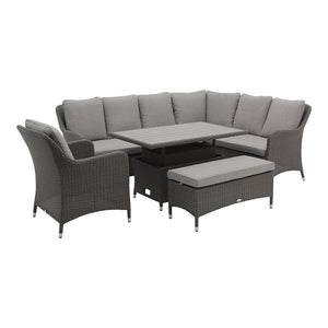 Bramblecrest Tetbury L-Shaped Garden Sofa Set in Pewter Weave, Long Left
