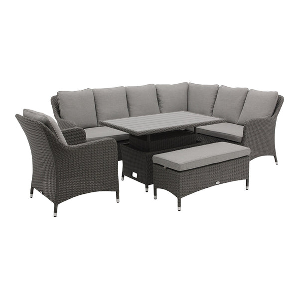 Bramblecrest Tetbury L-Shaped Garden Sofa Set in Pewter Weave, Long Left