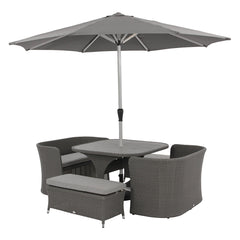 Bramblecrest Tetbury Tree-Free Balcony Set in Pewter with 2.5m Parasol & 15kg Base