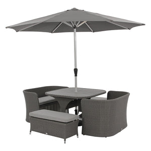 Bramblecrest Tetbury Tree-Free Balcony Set in Pewter with 2.5m Parasol & 15kg Base