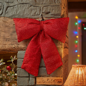 Three Kings Red Glitter Padded Bow