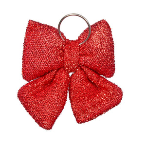 Three Kings Red Glitter Padded Bow