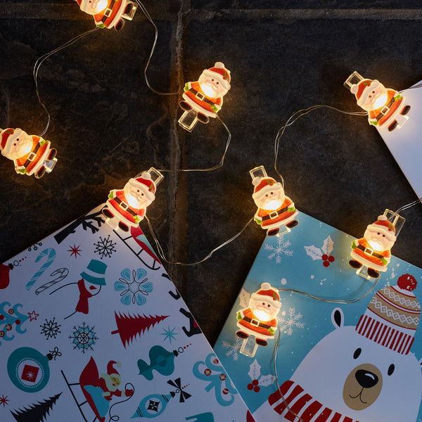 Three Kings Santa ClipCard String Lights (Set of 10)