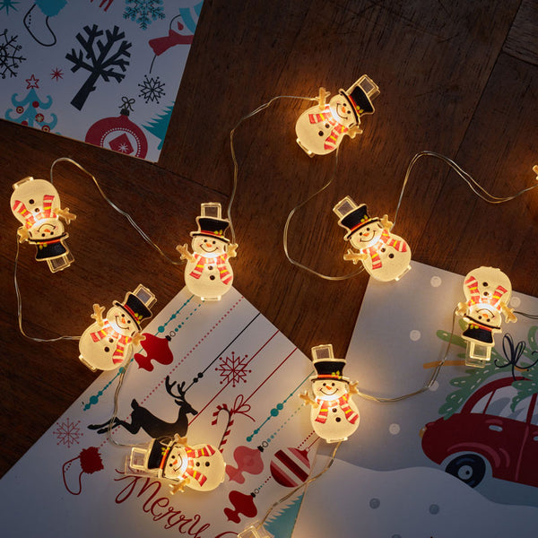 Three Kings Snowman ClipCard String Lights (Set of 10)