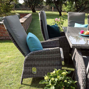Supremo Tivoli 6 Seat Reclining Dining Set with Rectangular Table, 3m Parasol & Base