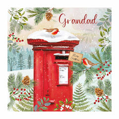 Tracks Grandad Robin Post Box Christmas Card