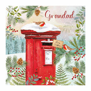 Tracks Grandad Robin Post Box Christmas Card