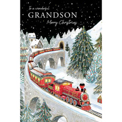 Tracks Grandson Train Christmas Card