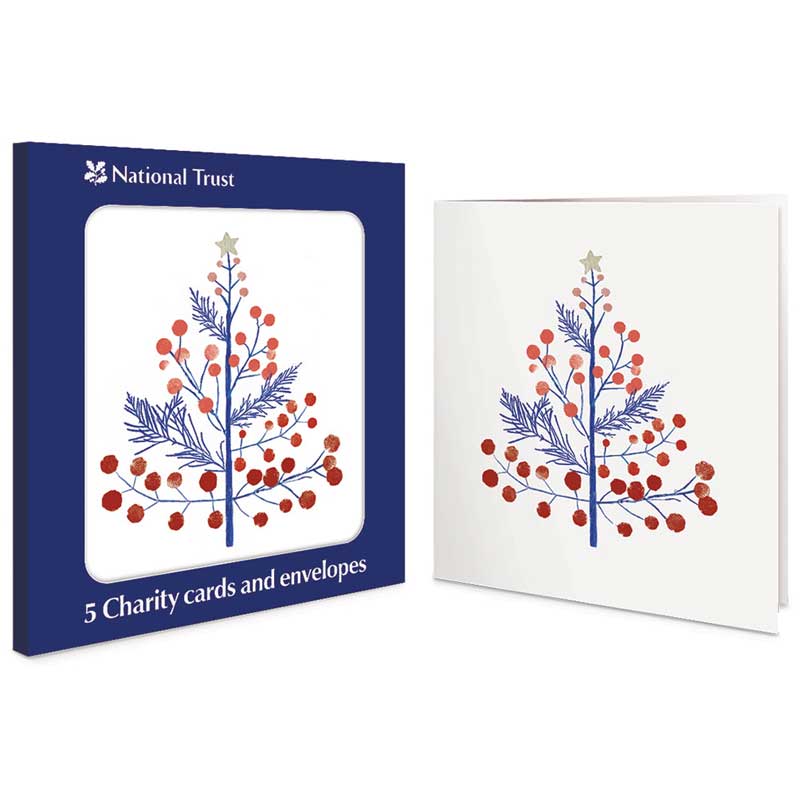 National Trust Tree Of Leaves & Berries Charity Christmas Cards (Pack of 5)