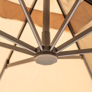 Bramblecrest Truro 3 x 3m Square Cantilever Parasol in Sand with LED, Granite Base & Cover