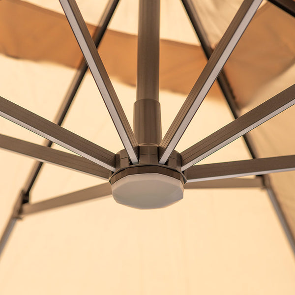 Bramblecrest Truro 3 x 3m Square Cantilever Parasol in Sand with LED, Granite Base & Cover