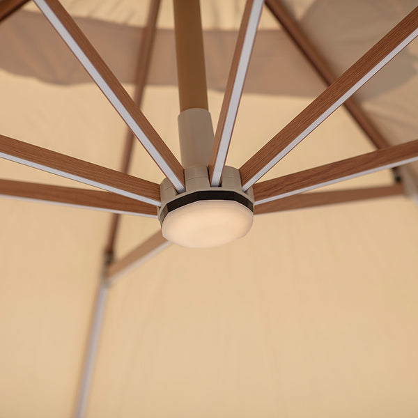 Bramblecrest Truro 3 x 3m Square Cantilever Wood Effect Parasol in Sand LED