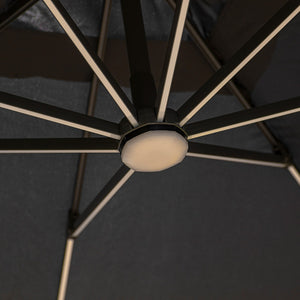 Bramblecrest Truro 3 x 3 m Square Cantilever Parasol in Grey with LED, Granite Base & Cover