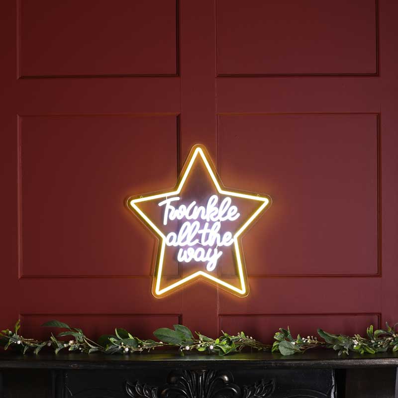 Festive Twinkle All Day Star Neon Sign