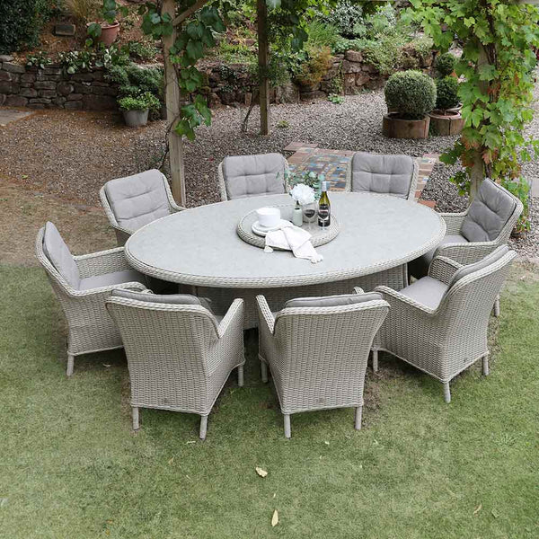 Orchard Life Victoria 8 Seat Dining Set with Oval Table & Lazy Susan