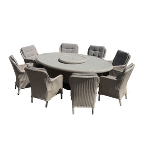 Orchard Life Victoria 8 Seat Dining Set with Oval Table & Lazy Susan