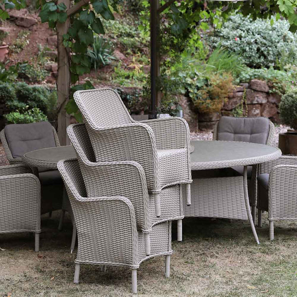 Orchard Life Victoria Dining Set with Oval Table & 8 Stacking Seats