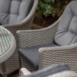 Bramblecrest Wentworth 6 Seat Garden Dining Set in Pewter Rattan with Elliptical Table, 3m Crank Parasol & 15kg Base
