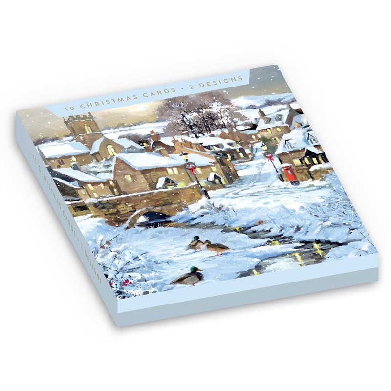 Winter Village Stream Christmas Cards (Pack of 10)