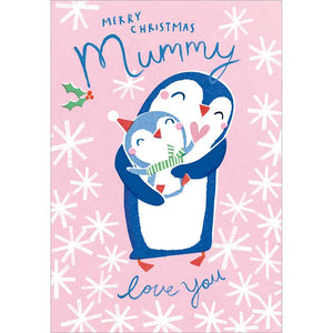 Woodmansterne Mummy Penguin Hug Christmas Card