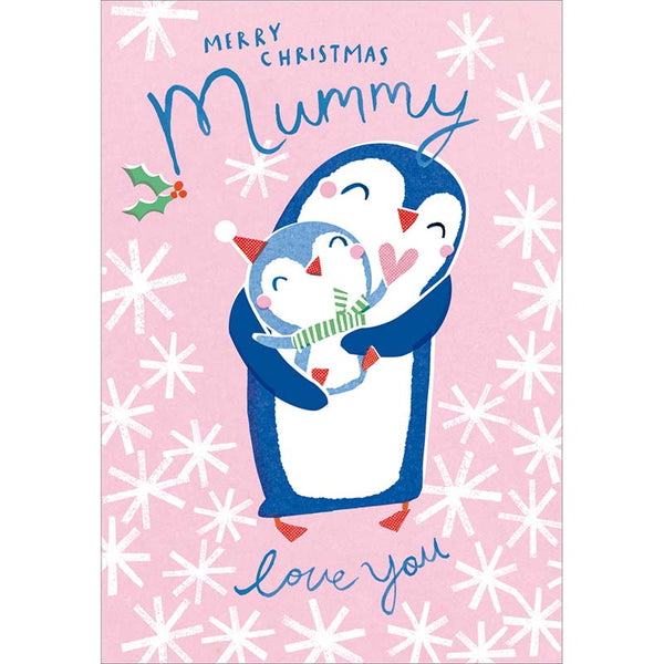 Woodmansterne Mummy Penguin Hug Christmas Card