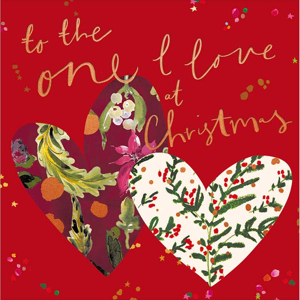 Woodmansterne 2 Hearts With Foliage Christmas Card