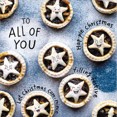 Woodmansterne All Of You Smiling Mince Pies Christmas Card