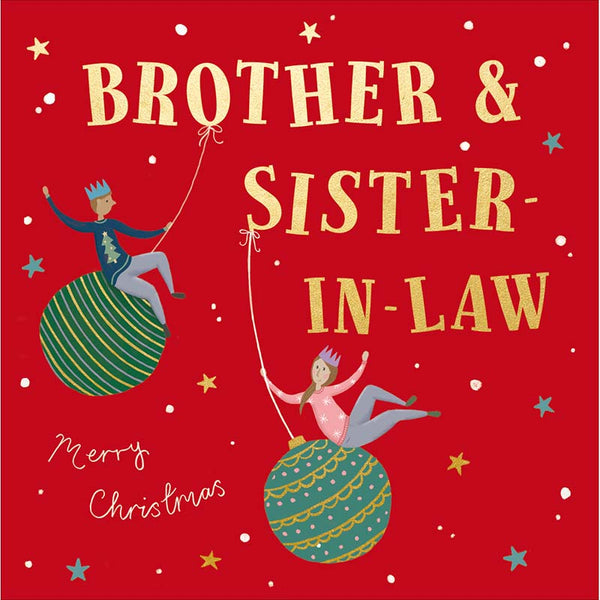 Woodmansterne Brother & Sister-In-Law Bauble Riding Christmas Card