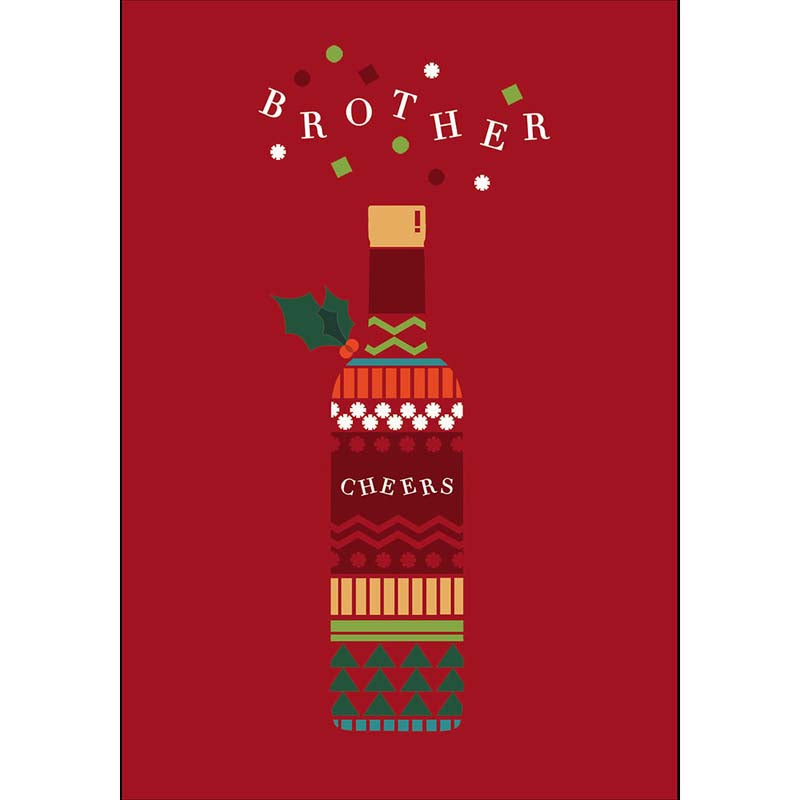 Woodmansterne Brother Wine Bottle Christmas Card