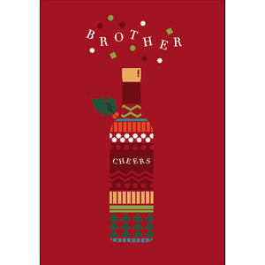 Woodmansterne Brother Wine Bottle Christmas Card