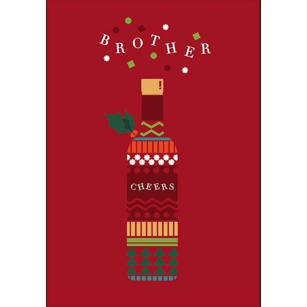 Woodmansterne Brother Wine Bottle Christmas Card