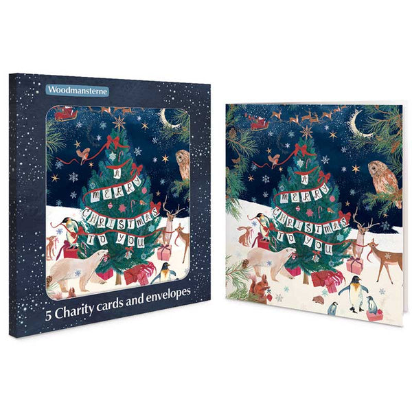 Woodmansterne Animals Gathered Charity Christmas Cards (Pack of 5)