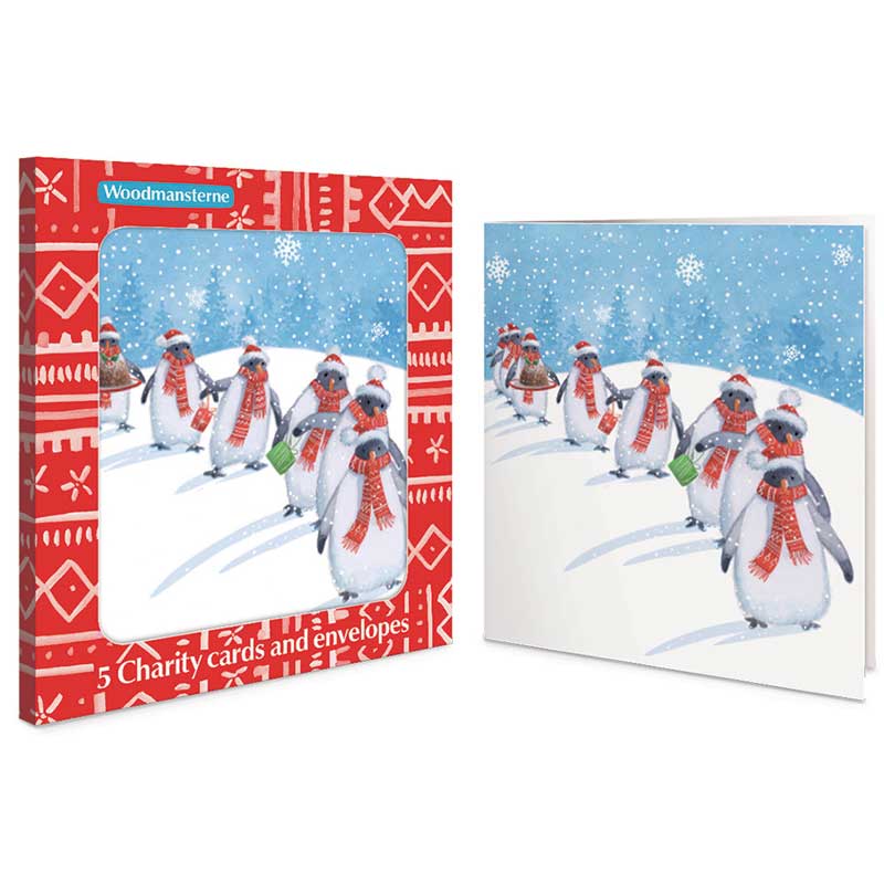 Woodmansterne Penguins In The Snow Charity Christmas Cards (Pack of 5)