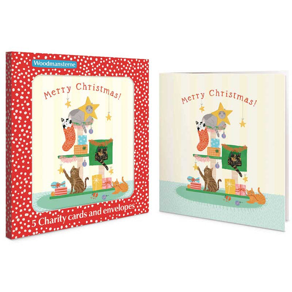 Woodmansterne Presents & Cats Charity Christmas Cards (Pack of 5)