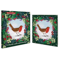 Woodmansterne Robin Inside A Wreath Charity Christmas Cards (Pack of 5)