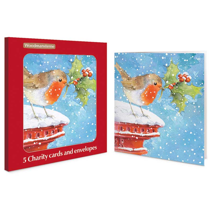 Woodmansterne Robin On A Postbox Charity Christmas Cards (Pack of 5)