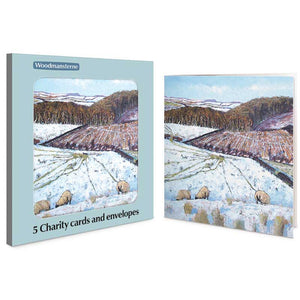Woodmansterne Sheep In Snowy Field Charity Christmas Cards (Pack of 5)