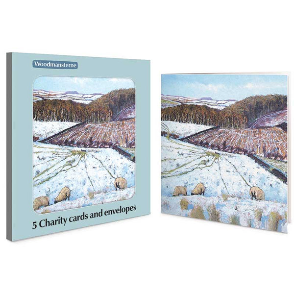 Woodmansterne Sheep In Snowy Field Charity Christmas Cards (Pack of 5)