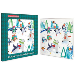 Woodmansterne Skating Arctic Animals Charity Christmas Cards (Pack of 5)