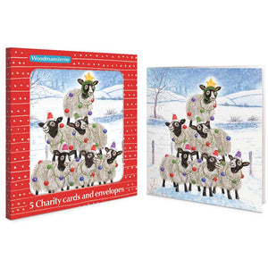 Woodmansterne Sparkling Sheep Charity Christmas Cards (Pack of 5)