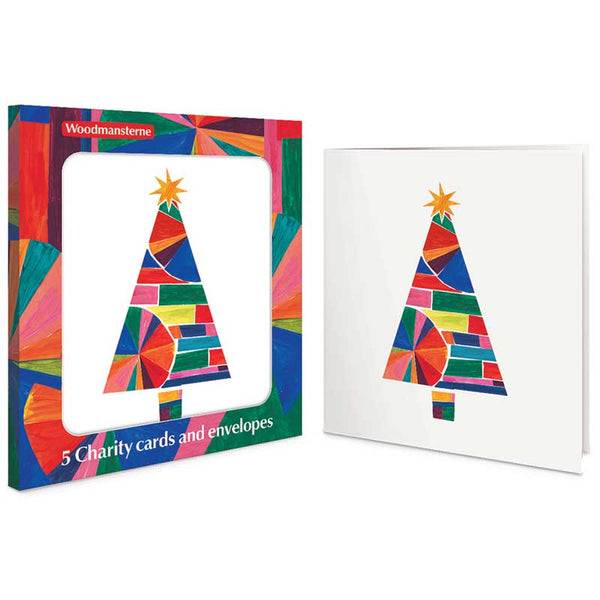 Woodmansterne Colour Block Tree Christmas Cards (Pack of 5)
